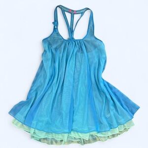 Betsy Johnson size medium Blue & green sheer y2k vintage babydoll nightgown